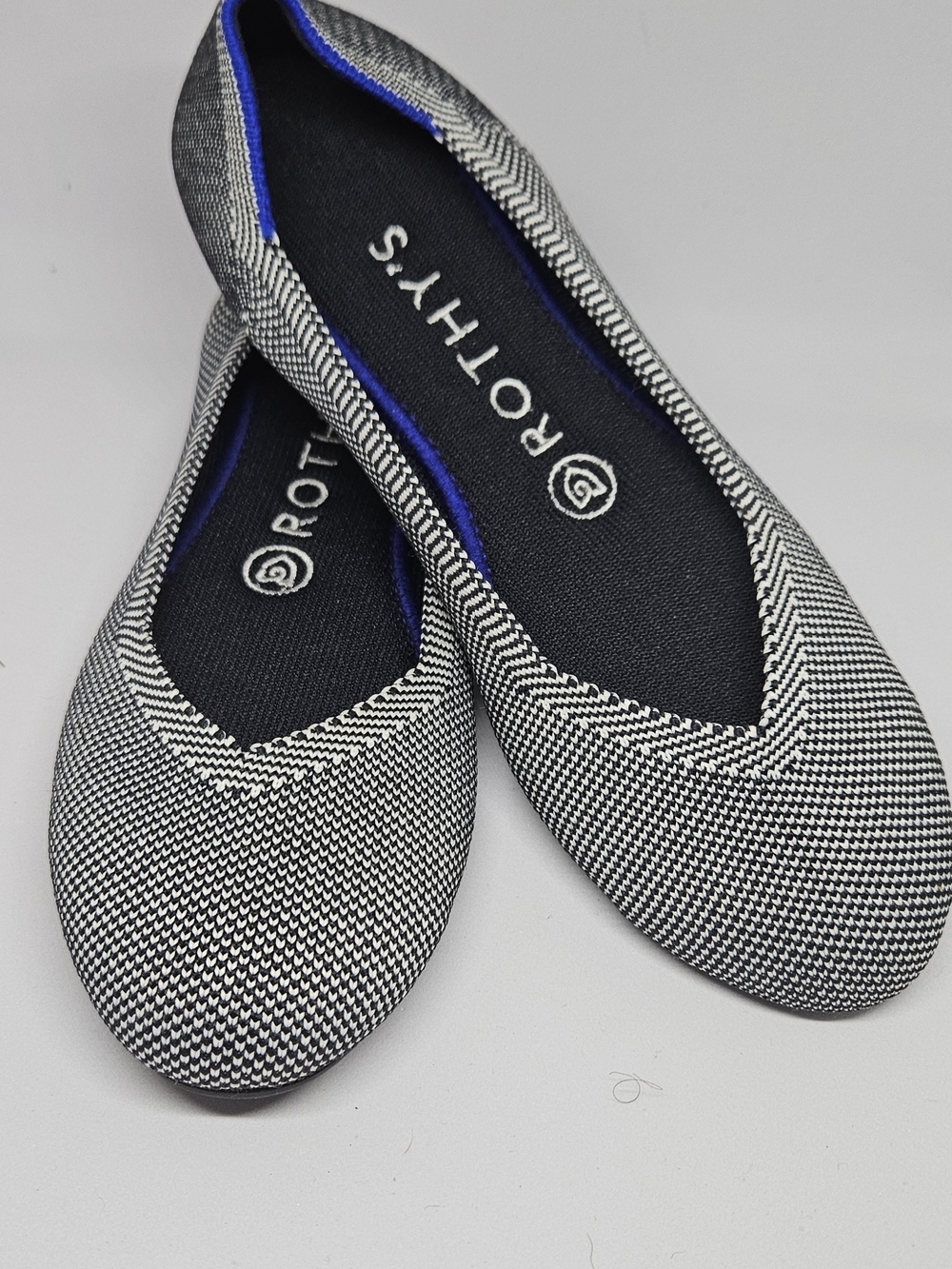 Rothy's Women's Grey Birdseye Round Toe Knit Ballet Flat.